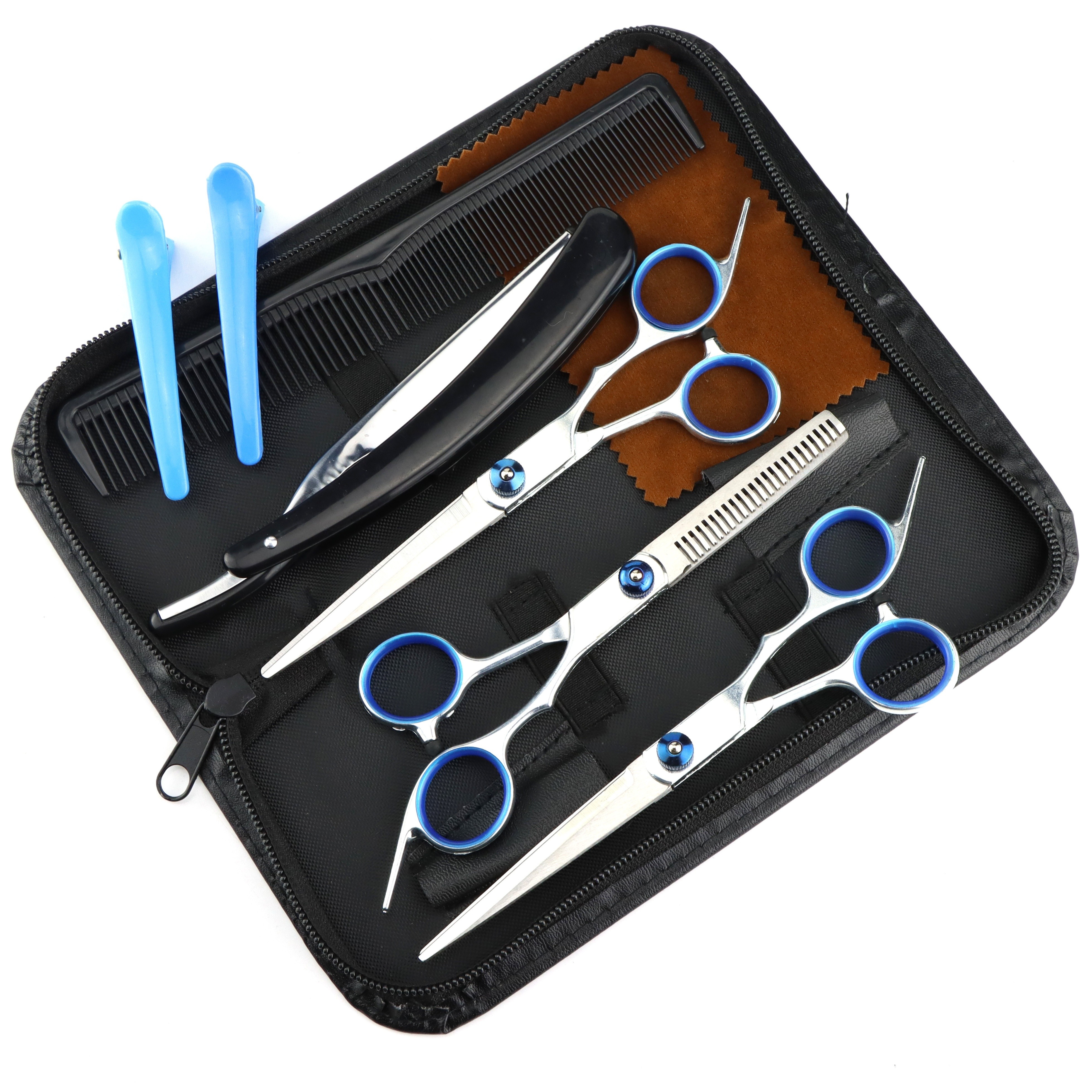 

9pcs 6.0 Inch High Screw Hair Cutting Scissors Thinning Scissors Cutting Scissors 3-piece Set Household Scissors