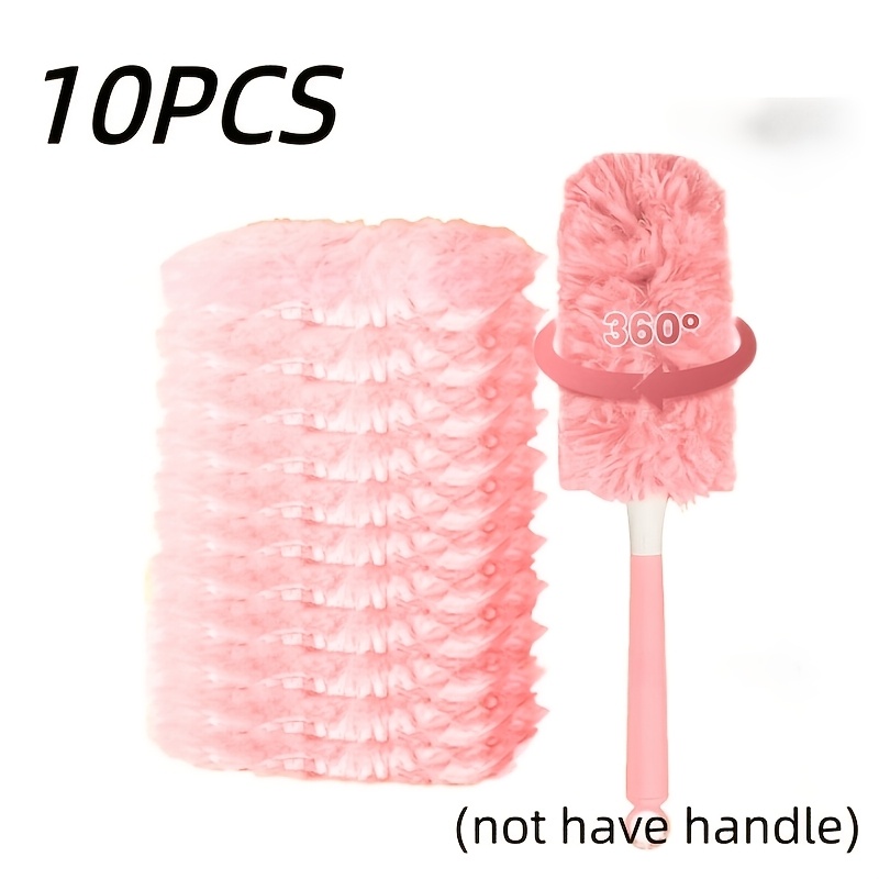 TEMU 10pcs Pink Dusting Duster Replacement Pack, Handle-free, Multi-surface Duster Replacement, Microfiber-containing Dusting Duster, Suitable For