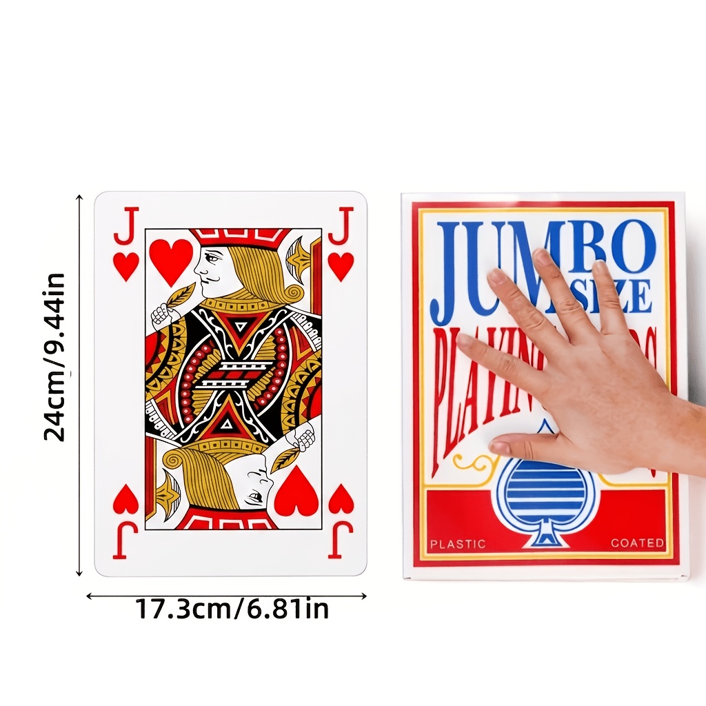 TEMU 1 Jeu de cartes à , Style spectaculaire surdimensionné, Taille Jumbo créative pour adultes, Cartes en papier extra larges géantes, 6 plus de