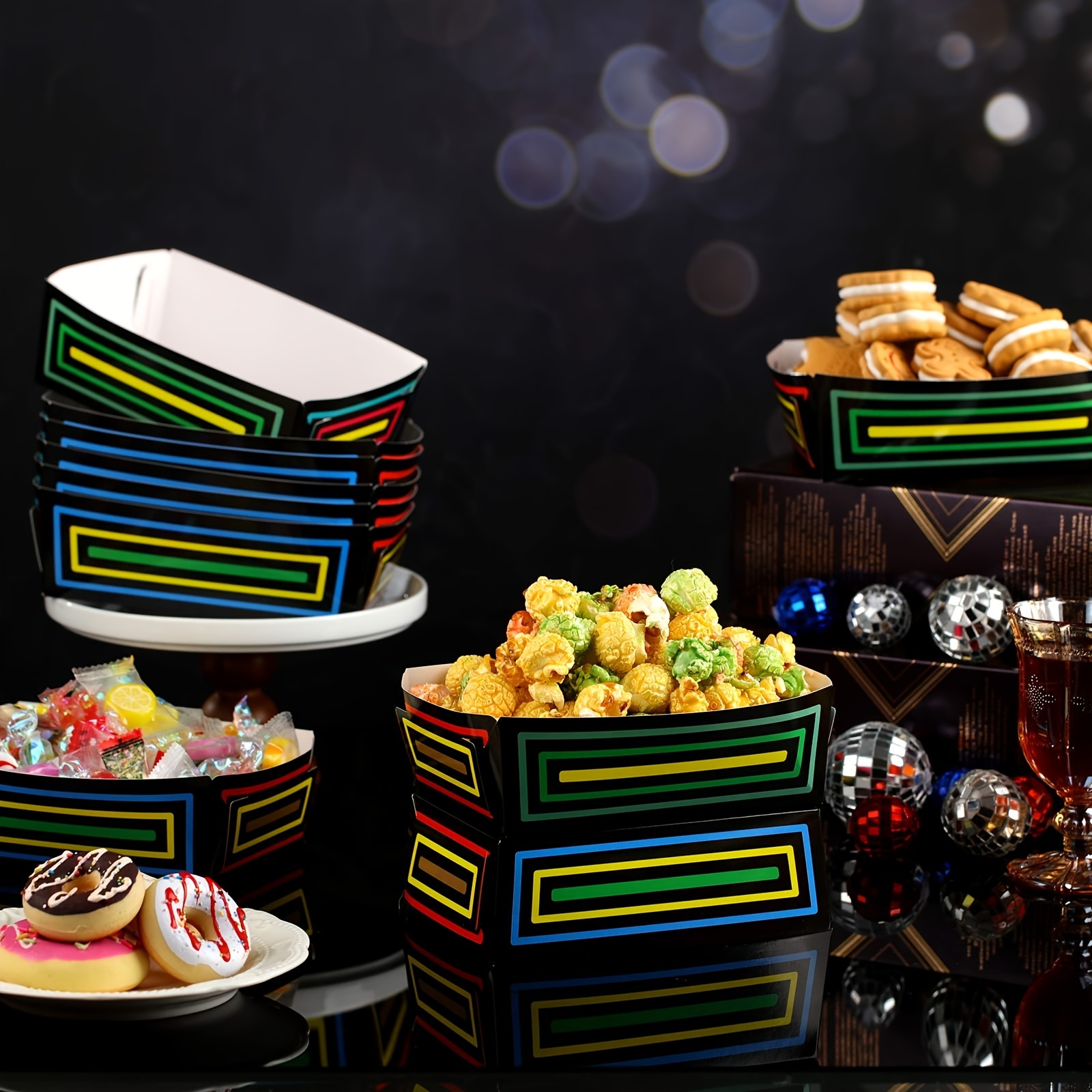 Neon Glow Party Paper Food Trays Disposable 80s Neon Food Temu Canada