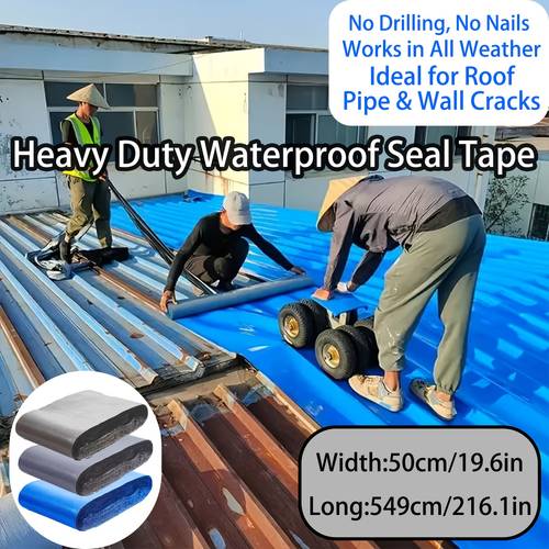 item picture 50 549cm large industrial waterproof roof tape roll blue silvery roof waterproofing material for metal iron sheets and roofs prevents water leaks metal roof protection flexible material