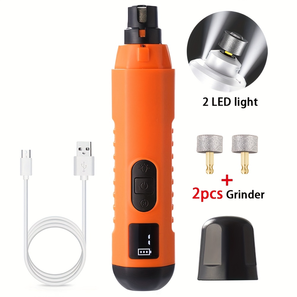 Image of 5-speed Pet Nail Grinder With 2 Led Lights, Cat And Dog Nail Grinding With 3 Grinding, Pet Electric Nail Clippers, Dog And Grooming Tools