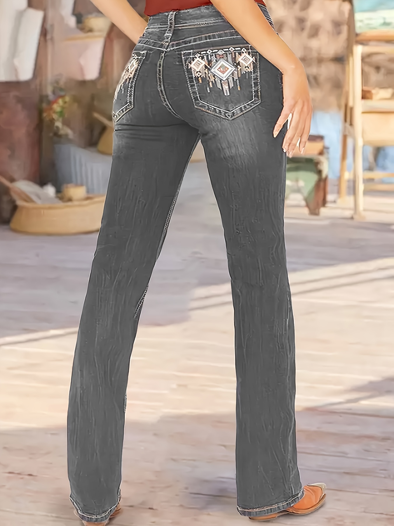 デニム・ジーパン ERMANNO SCERVINO DENIM JEANS WITH FLORAL EMBROIDERY Flower Embroidered Jeans ERMANNO FIRENZE Floral-embroidered