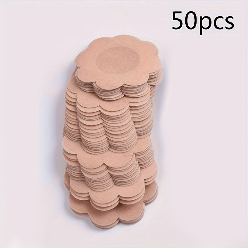 Image of 50pcs Disposable Stickers, Self-adhesive Breathable Seamless Invisible Bra, Lingerie Additions And Underwear Additions, Women's Fitted Bra Pads - Stickers To Prevent , For Fashion And Swimwear