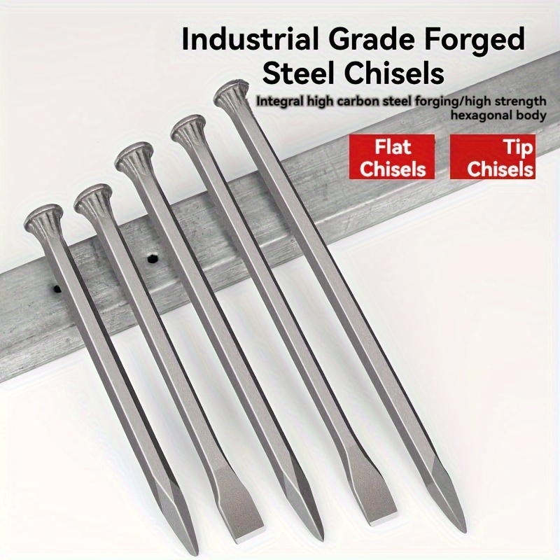 

Industrial Grade Forged Steel Chisels - Flat Head Masonry Chisel, 35cm/13.78inch, High Strength, Hexagonal Body, Suitable For Construction, Decorative Stone Processing, Stone Chiseling And More