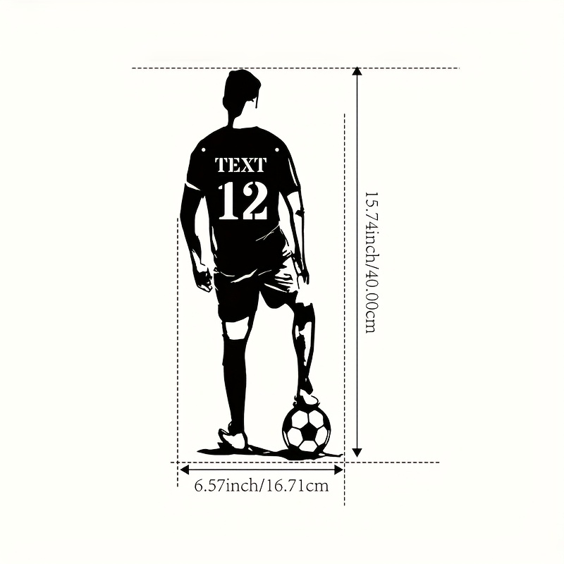 TEMU 1pc Customizable Metal Football Player Wall Art Deco, Personalized Football Player Silhouette With Name, Retro Sports Wall Hanging For Living