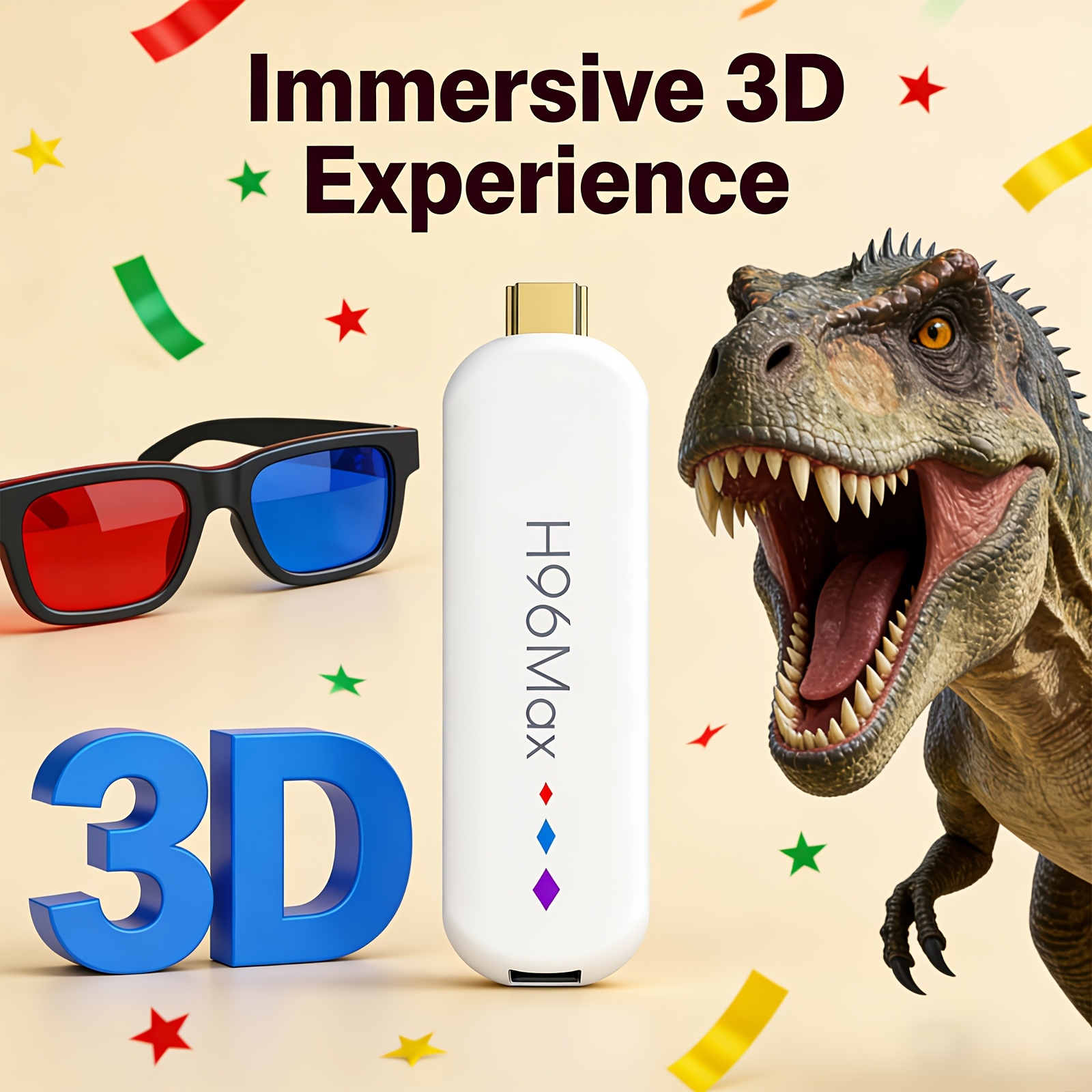H96 MAX Android14 Smart TV Stick | 4K Ultra HD, Dual 2.4/5GHz Wi-Fi, 3D USB Type-C, Гласов контрол, Смарт стрийминг медиен плейър с
