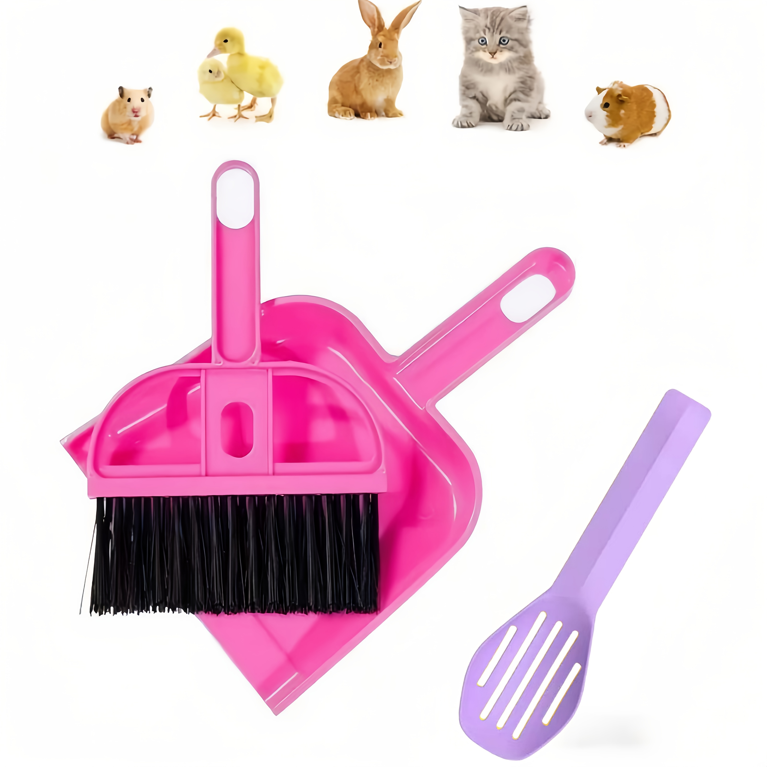 3pcs Mini Hand Broom and Dust Tray Set for Small Pets