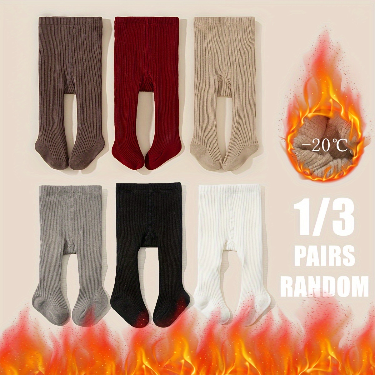 

& ' Fleece-lined Tights - 1/3pcs, Leggings For Fall/, Knit Pantyhose In , , , Red - For Christmas,