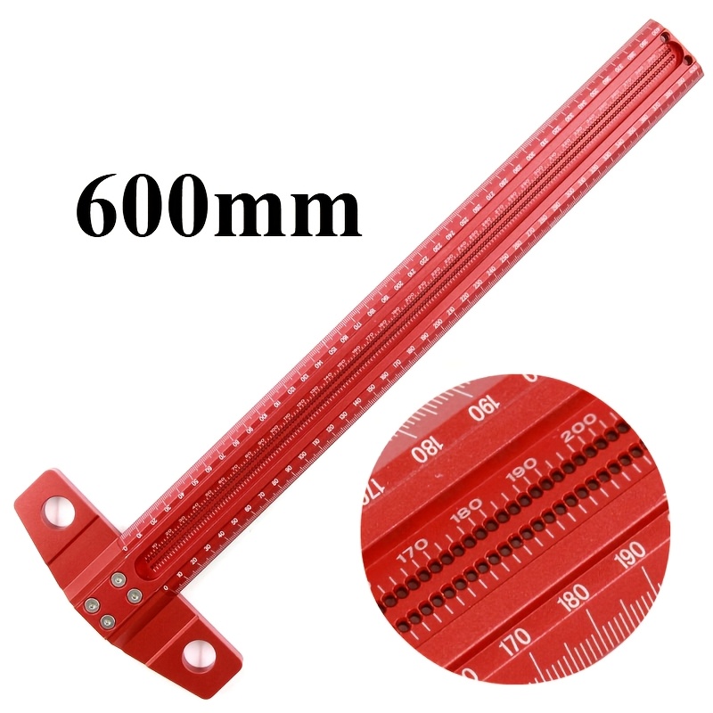TEMU 300/400/500/600mm Woodworking Square Hole Marking Guage Aluminum Alloy 90 Degree T Ruler Scriber For Carpenters