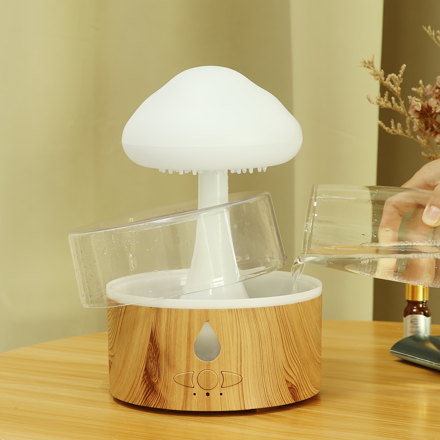 

2024 Upgraded Rain Humidifier 260ml - Mushroom Rain Diffuser Essential Oil Diffuser With Night Light For , Desk Use