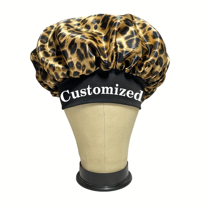 Customized Leopard Print Satin Bonnet, Soft and Comfortable