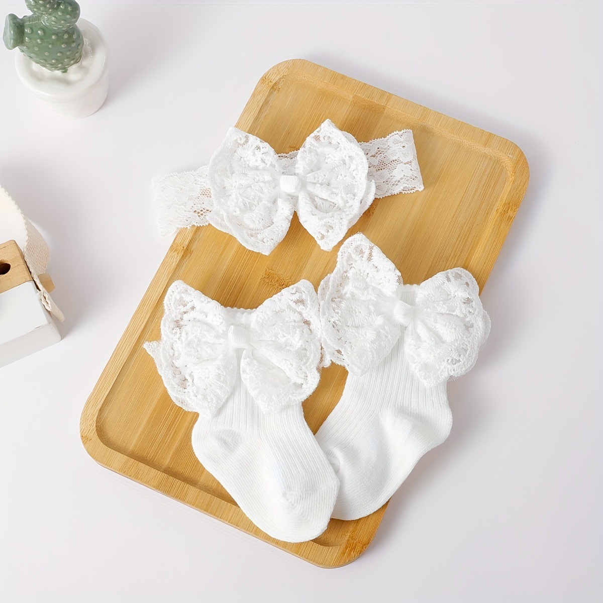 Image of 1 Set Spring Baby Cute Sweet Bow Socks And Bow Headband, Suitable For Full, 1st Birthday Gift