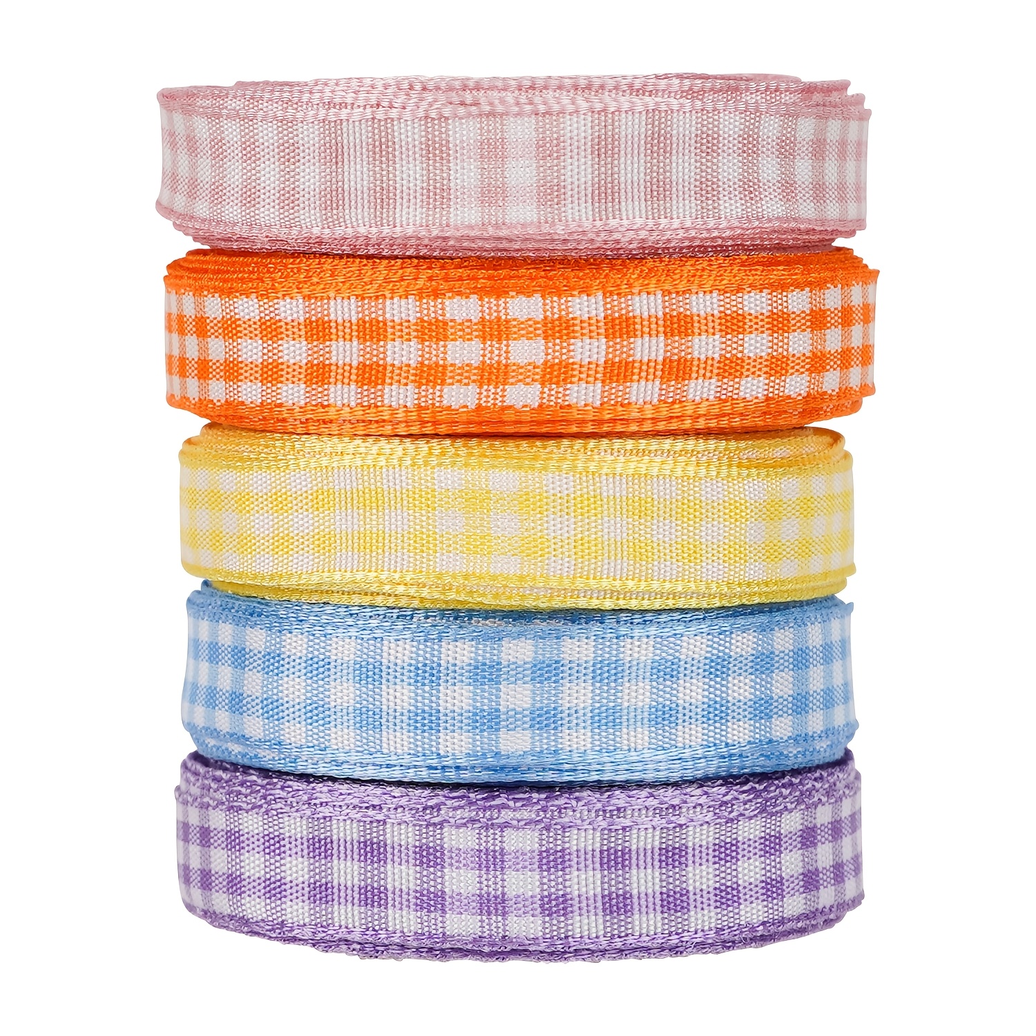 TEMU Ensemble de 5 à carreaux, par rouleau, pour les loisirs créatifs de Pâques et du printemps, de cadeaux, les accessoires de cheveux de nœud, les