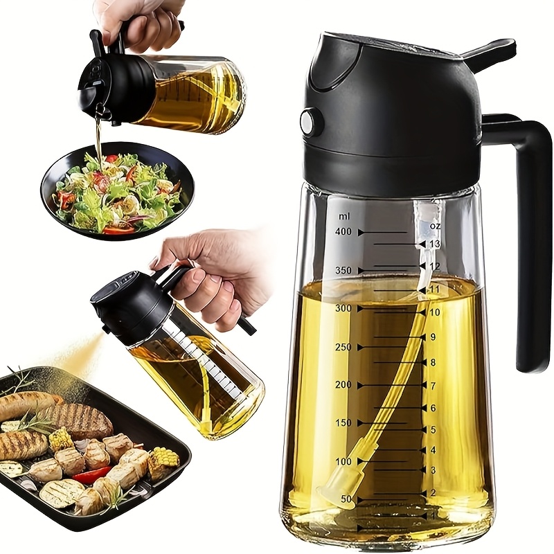 Image of 16 Oz / 470 Ml Plastic Olive Oil Sprayer, Suitable For Cooking, 2-in-1 Olive Oil Dispenser, Perfect For Kitchen Tools And Air Fryer Additions, For Salads And Grilling, Black