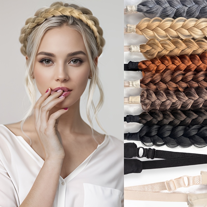 Chunky Braided Synthetic Hair Headband Elastic Stretch Hairpiece Y2K Classic Amazon.com : BOBIYA 2 Strands Synthetic Hair Braided  main image 2