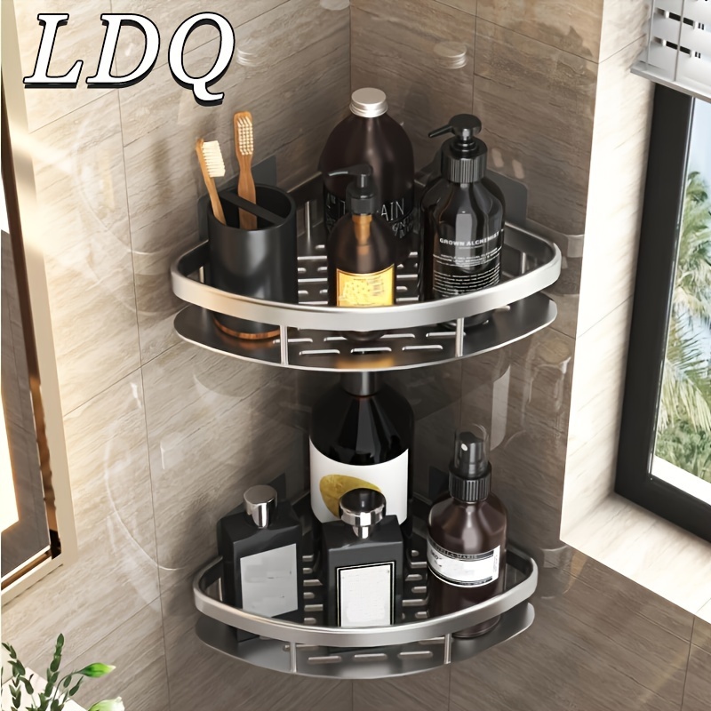 

1pc No Drill Wall Mounted Bathroom Shelf With Shower Storage Rack And Toilet Shampoo Organizer - Convenient And Stylish Bathroom Accessories For Hotels/retailers