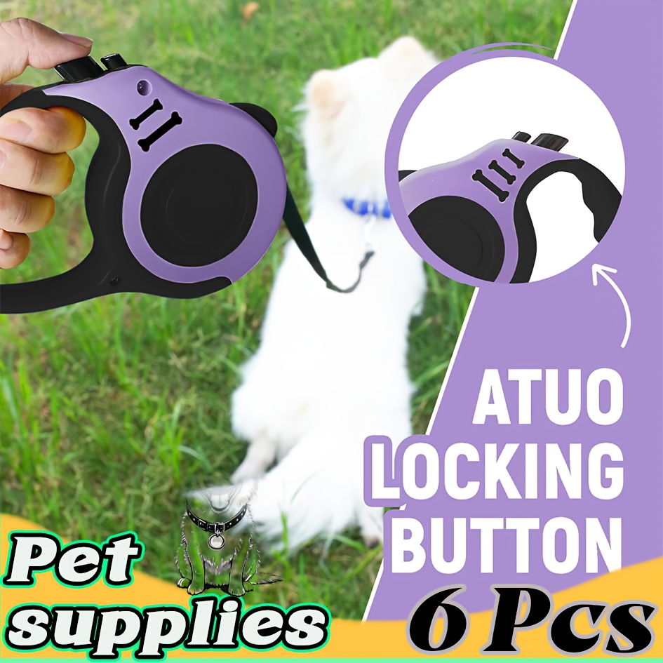 A 6pcs Pet Travel Kit Including a Pet Cleaning Set, a 5M/16.4Ft Retractable Dog Leash for Easy Control, a Dog Waste Collection Kit, Poop Bags, a Dispenser, And a Convenient Dog Bowl, Suitable for Outdoor Walks, Travel, And Hiking