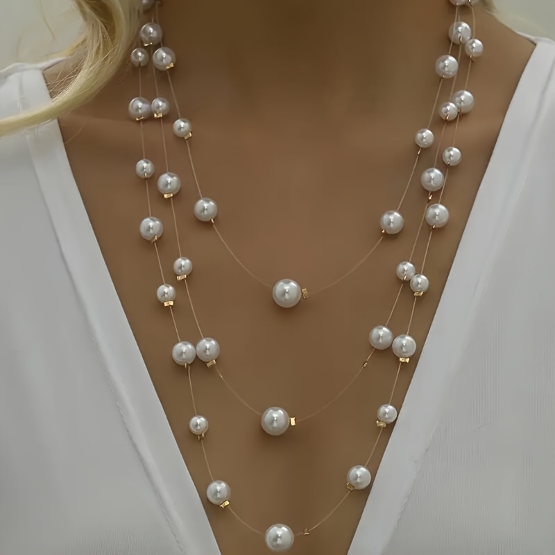 

Elegant Multi-strand Pearl Necklace - Chic & , -layer Design With For And , Pearl Jewelry