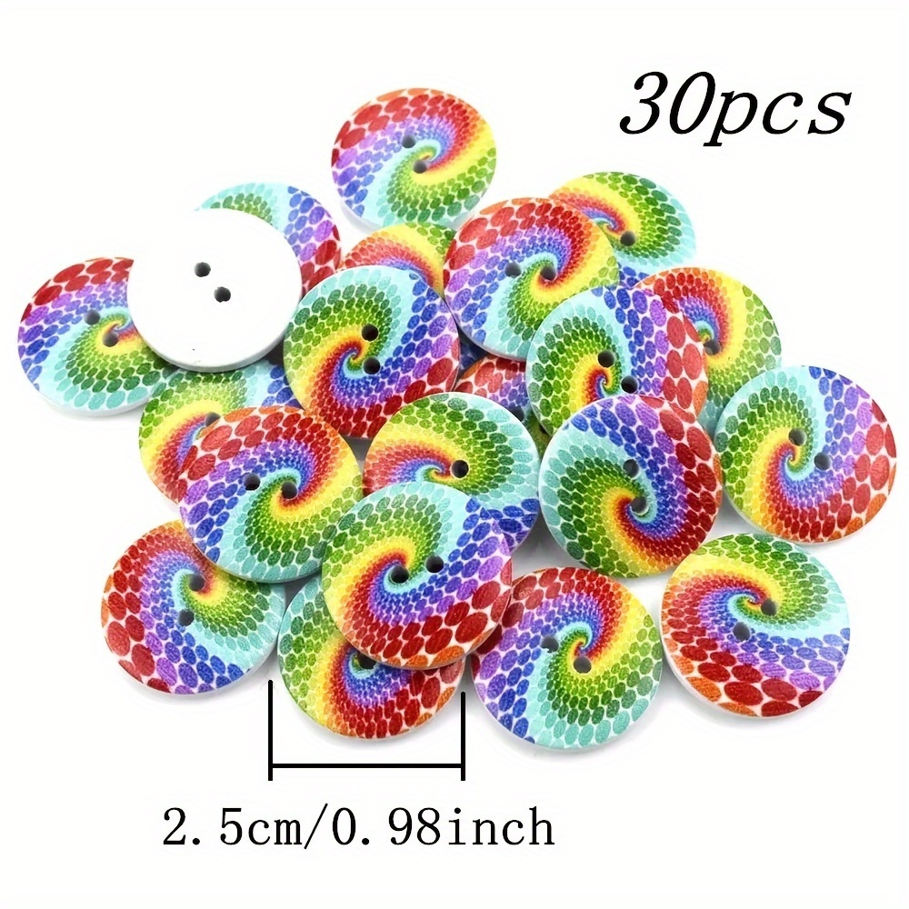 30pcs Wooden Buttons Painted Wood Buttons Buttons For Clothing Sewing Buttons Sewing And Knitting Supplies Buttons For Crafts Decorative Buttons. (size: 1.5cm/0.59inch, 2.0cm/0.79inch, 2.5cm/0.98inch)