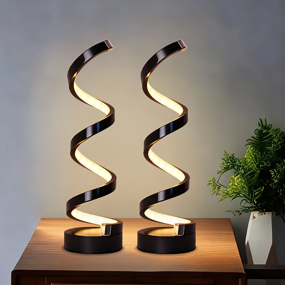 TEMU 2/1 Pack Touch & Classic Vintage-inspired Spiral Table Lamps - 3-color Led Bulb Adjustable Arm, Usb-c Modern , Multifunctional For Bedroom,