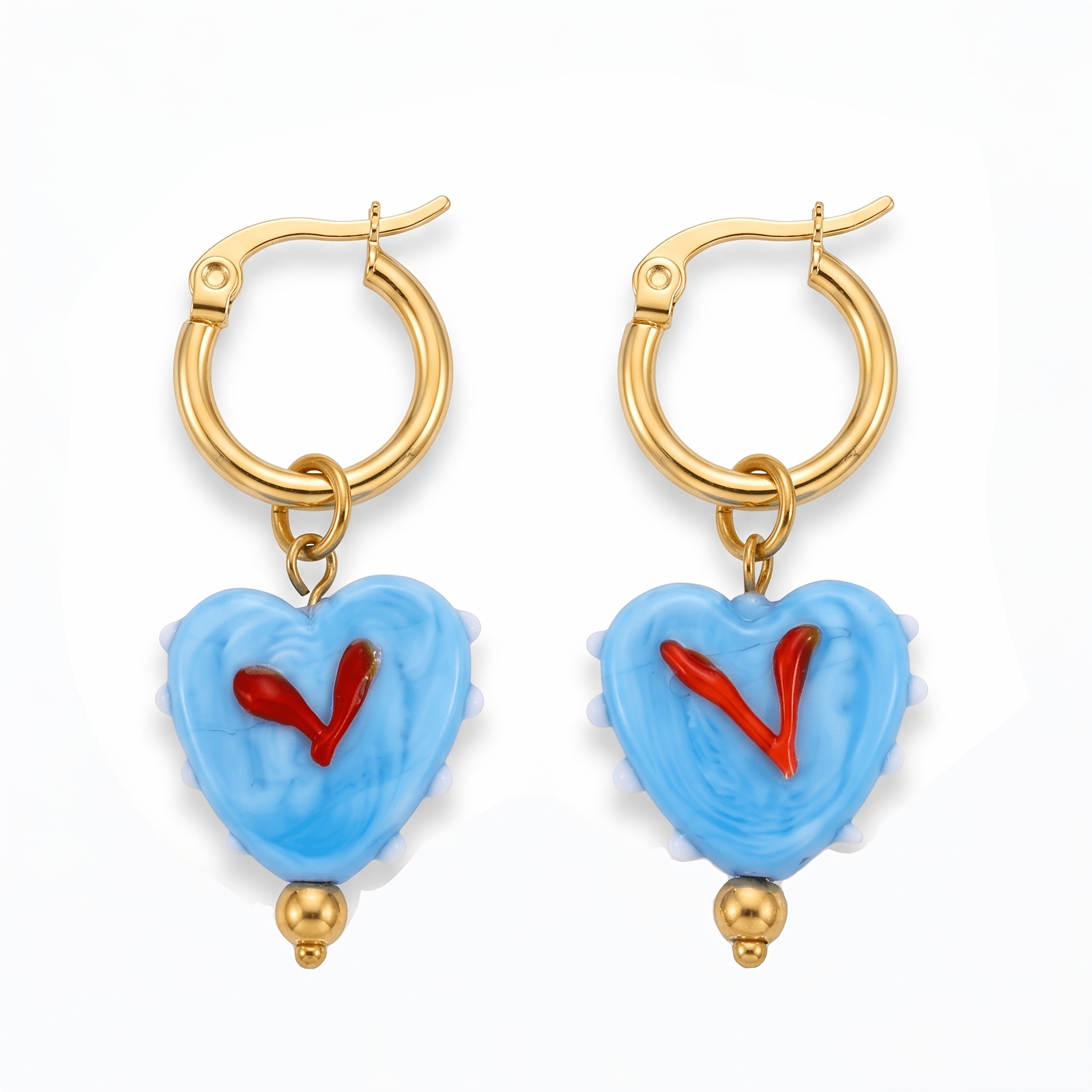 TEMU 1 par de aretes colgantes de para mujer, aretes colgantes de acero inoxidable, con dije de de amor, aretes de moda minimalistas, accesorios de