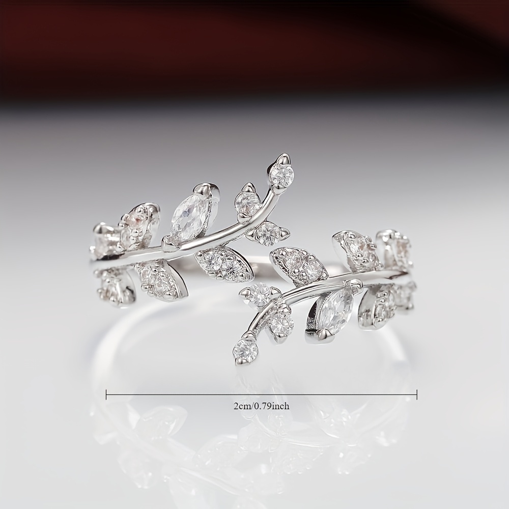 Golden Tone Leaf Ring Geometric Openwork with CZ