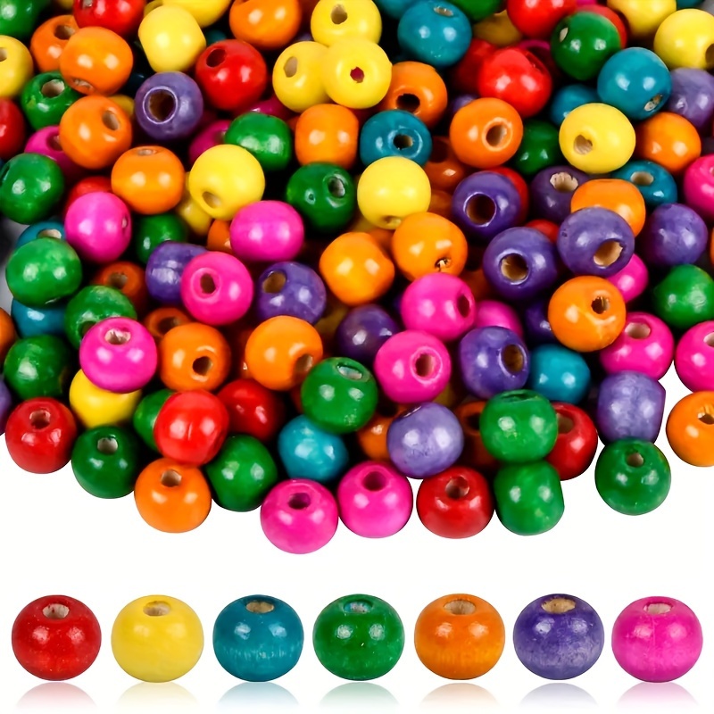 

200pcs Wooden Beads Threaded Wooden Beads Round Craft Beads Natural Wooden Beads Christmas Gift