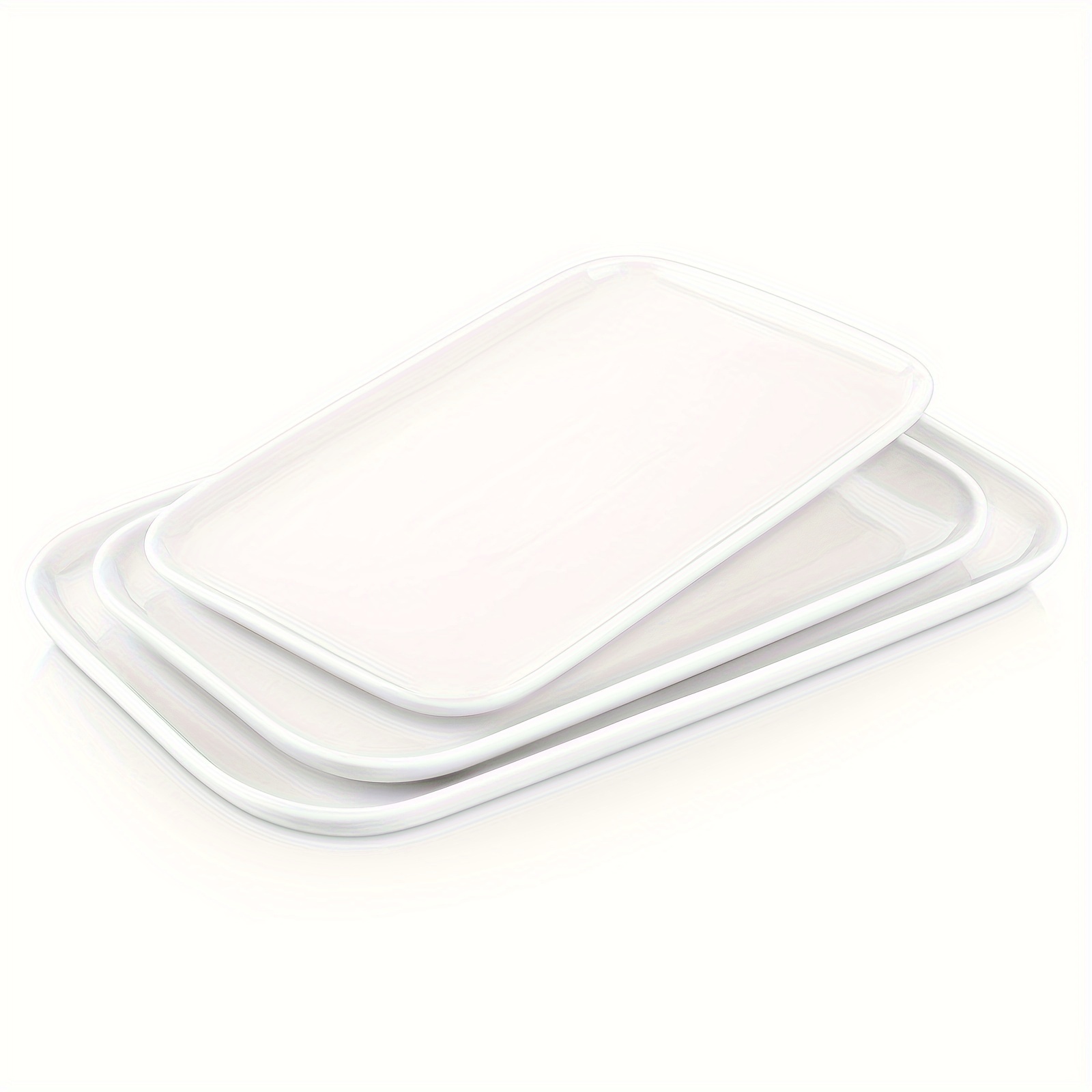 

3 Piece Serving Platters White Set Of 3 15/13/ 11 In Rectangular Serving Plates Serving Trays For Entertaining Party