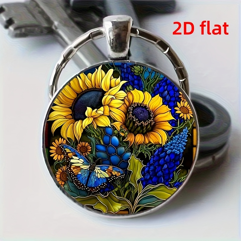 2d Flat Sunflower Keychain, A Gift For Her And Party Accessory, Best For Christmas