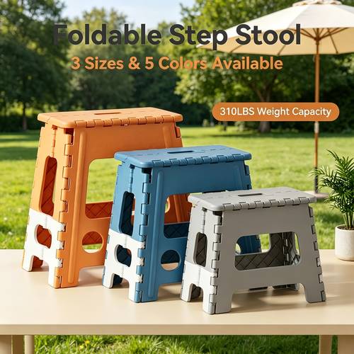 folding step stool heavy duty foldable stool 310lbs load capacity non slip portable step stool for kitchen bathroom camping rv gardening in 3 sizes 5 colors ideal for students parents