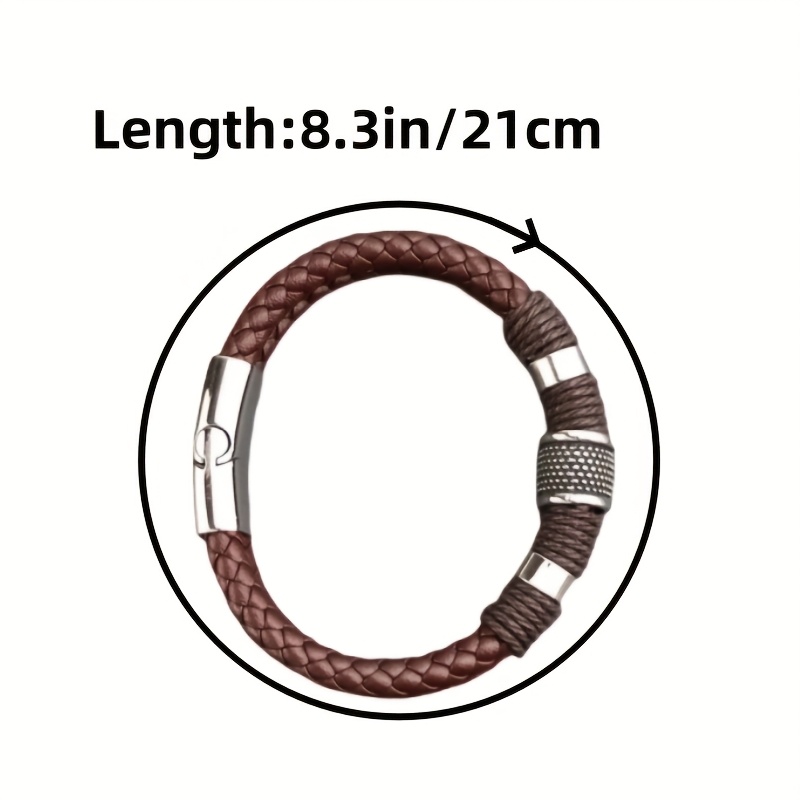 New Retro Multi-Layer Faux Leather Men'S Bracelet, Faux Beaded Bracelet, Jewelry Wrist Bracelet Gift, Father'S Day Gift, Christmas Gift