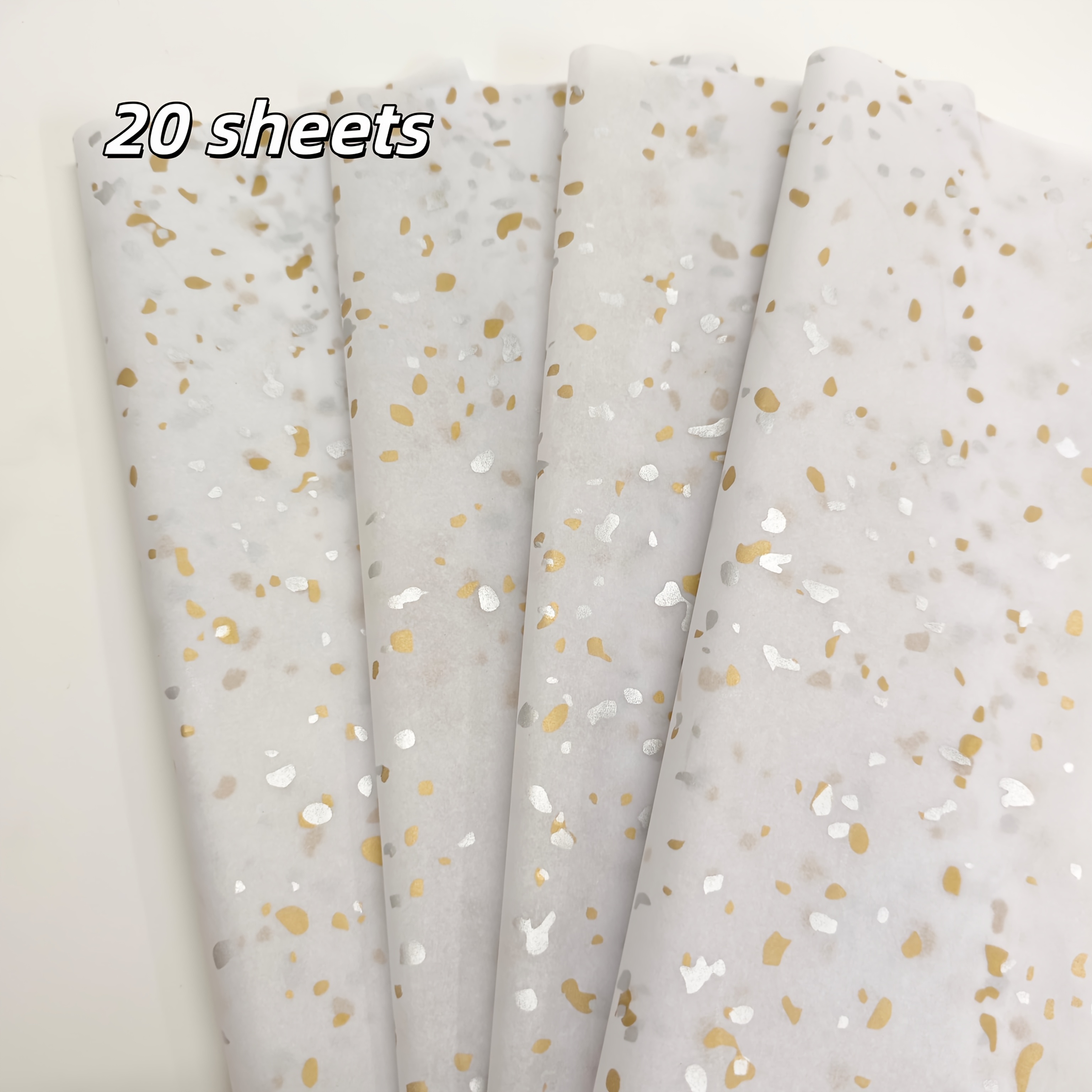 TEMU White Terrazzo Patterned Thin Paper, Suitable For Valentine's Day Gift Decoration, Used For Bouquet Packaging, Gift Box Lining Paper, Filling