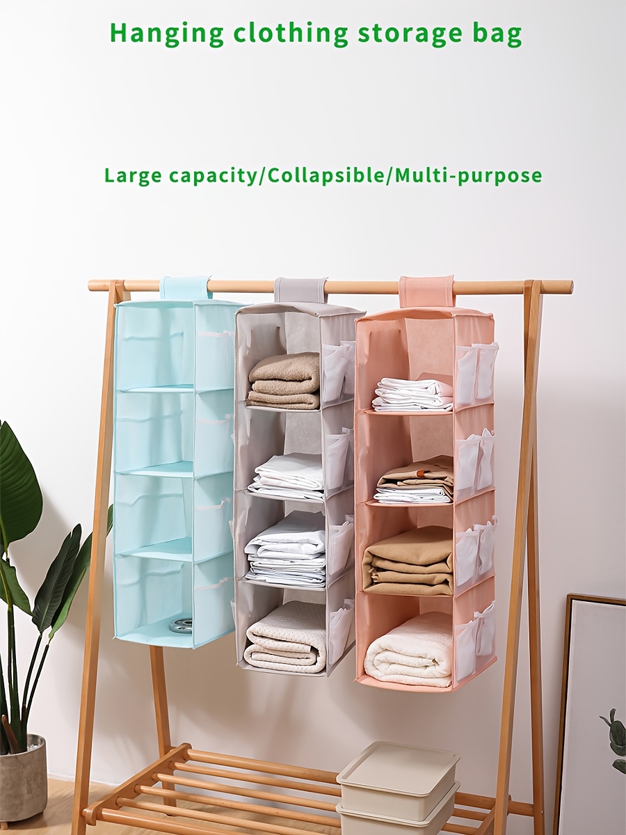 wardrobe storage hanging bag foldable and washable hanging storage bag can store bags clothes socks etc four layer storage   space and   things neat details 0