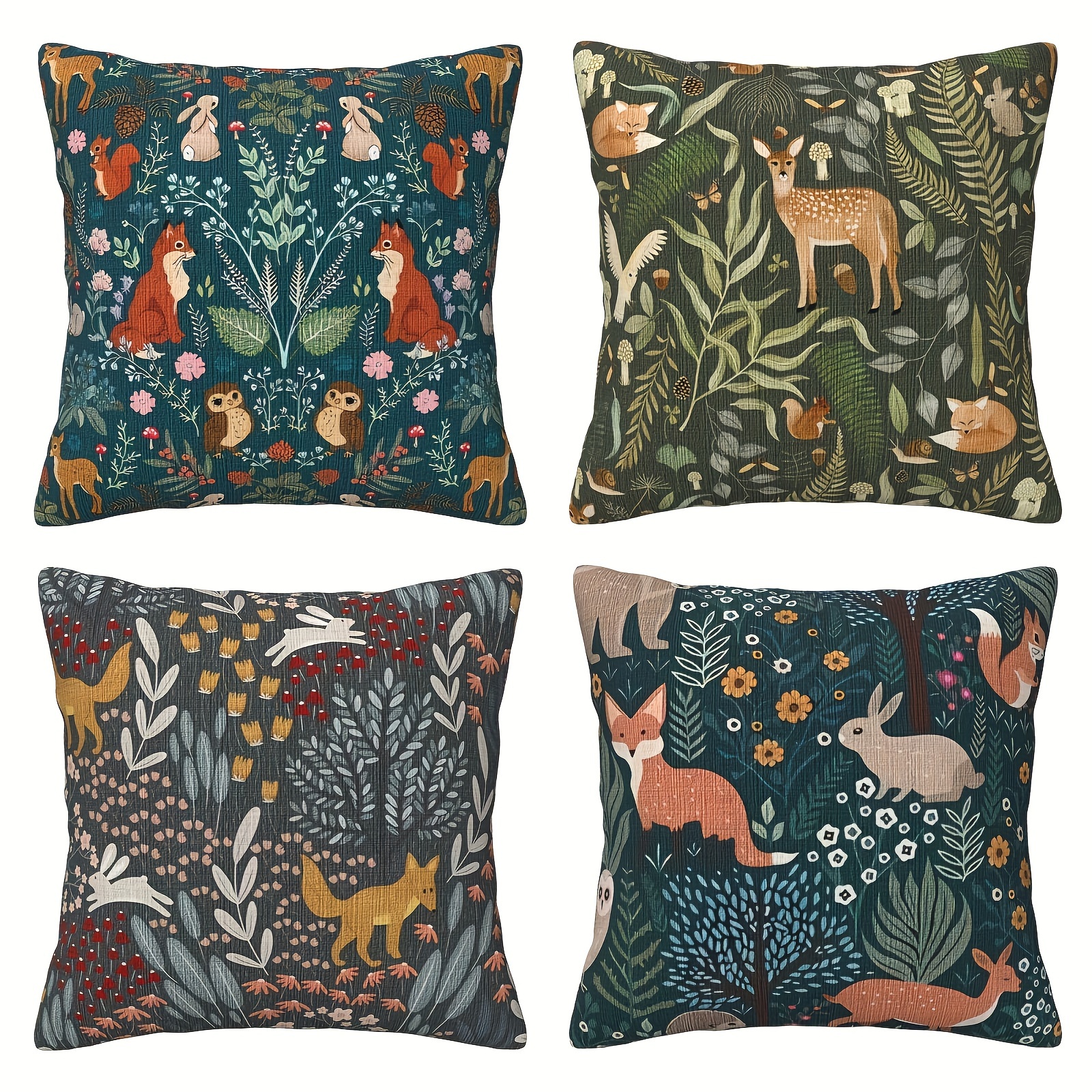 4 pack bohemian vintage forest animal throw pillow covers double sided printed polyester decorative pillowcases with zipper closure machine washable for outdoor patio wicker chair sofa home office decor outdoor pillow covers patio furniture accents natureinspired decor durable fabric accent pillows   enthusiasts Product details 0