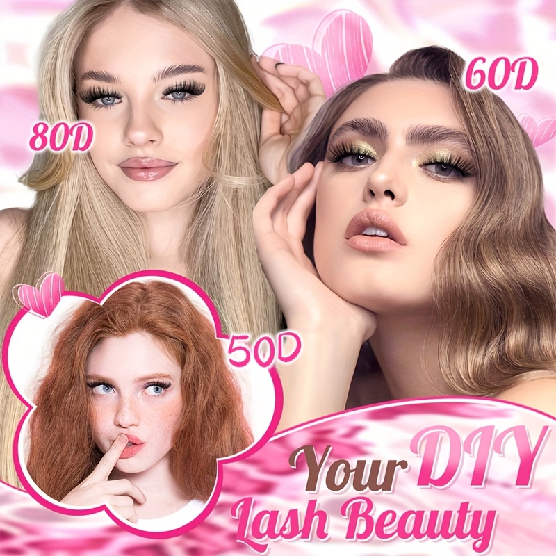 800 621 180 2pcs clustered self false eyelashes diy kit wild makeup style mixed length 8 18mm d with false eyelash tweezers brush remover and grafting tool suitable for beginners perfect mothers day valentines day gift details 9