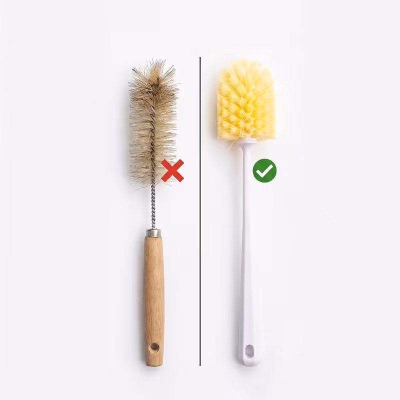 long handle bottle brush cleaner high density soft bristle cup scrubber for kitchen glass mug water bottle deep cleaning tool with hanging hole plastic material Product details 0