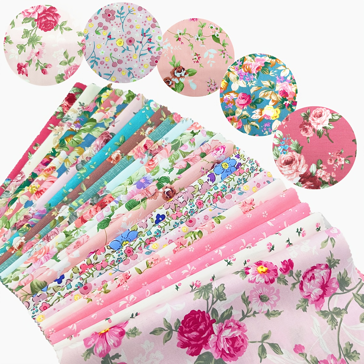 TEMU 10 Inches - Square Pre-cut Quilted Cloth Set - Sewing Diy Panel, No Pattern Printed Floral Handmade Cloth, Suitable For , Diy Crafts, Christmas