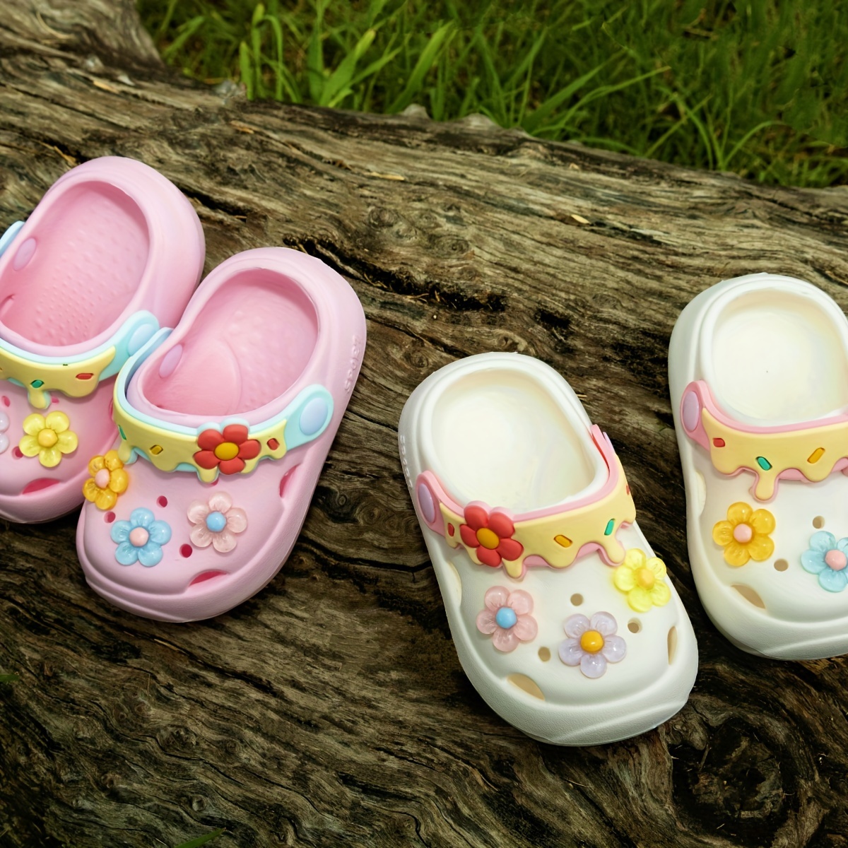 

Trendy Cute Flower Decor Clogs For Girls, Breathable Lightweight Non-slip Clogs For Indoor Outdoor Garden Beach