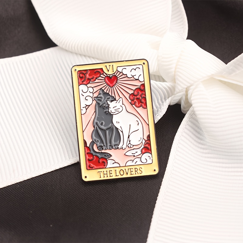 Image of Cute Cartoon Cat Enamel Brooch Romantic Card Design Valentine's Day Gift Lapel Pin Badge Backpack Clothing Hat Accessories