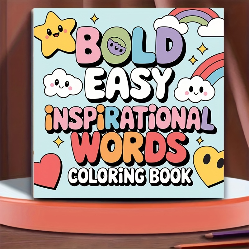 

1pc " & Easy Inspirational Words Coloring Book" - Soft Cover, 20 Pages, Paper | Vibrant Illustrations For Adults | Perfect Gift For Christmas, Halloween, Festivals, Friends, Family & School