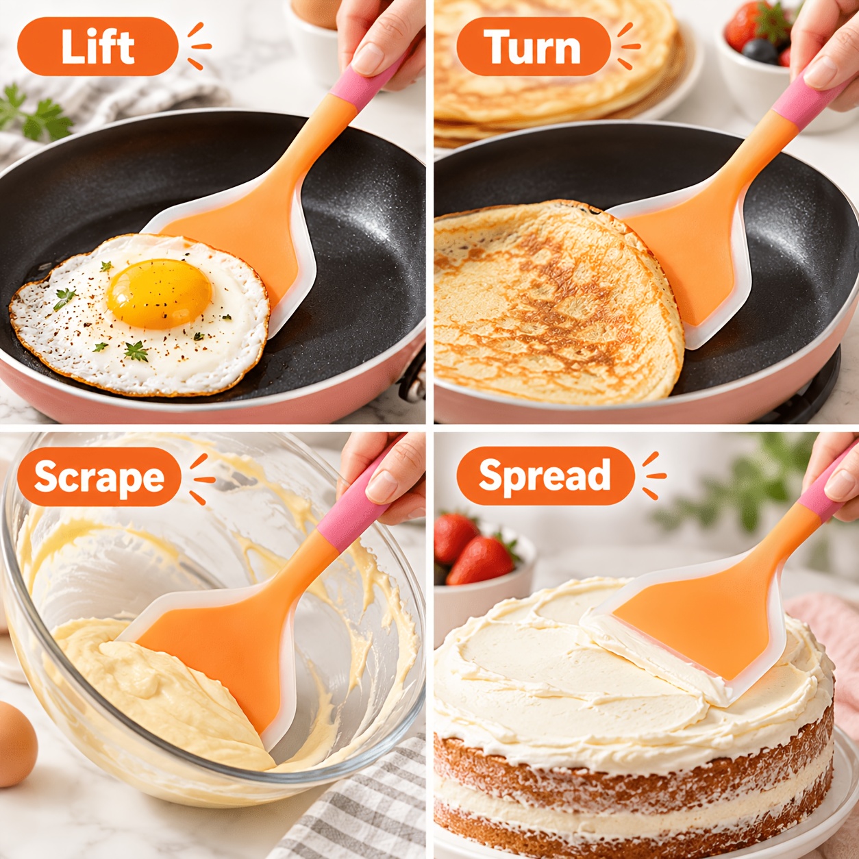 2pcs Silicone Cooking Scraper Spatula Set