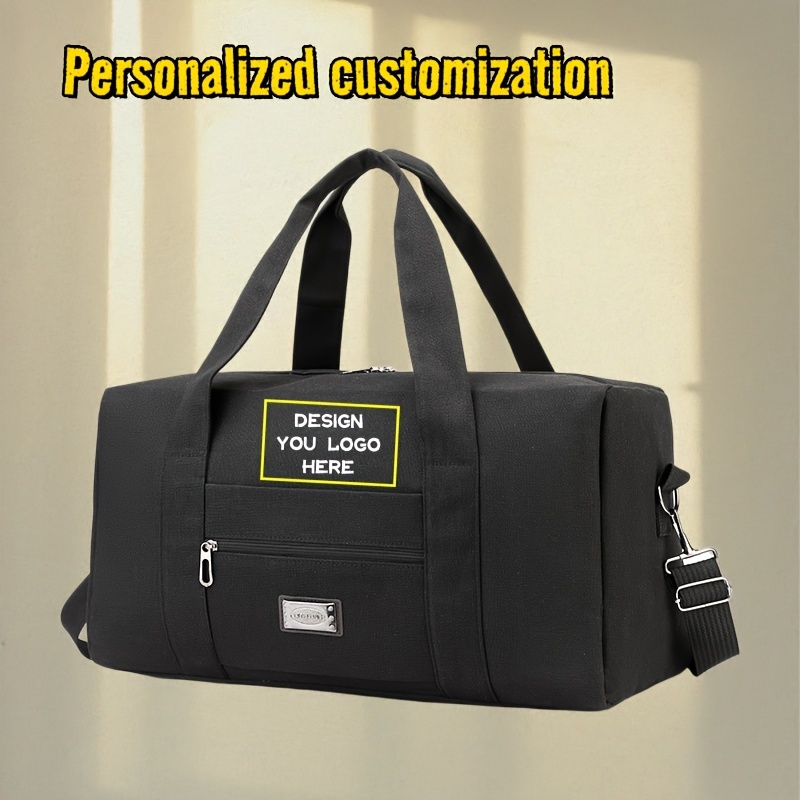 TEMU Custom Duffle Bag, Personalized Custom Logo Name Pattern , Large Capacity Weekender Overnight Travel Luggage Bag, Portable Handheld Shoulder Gym