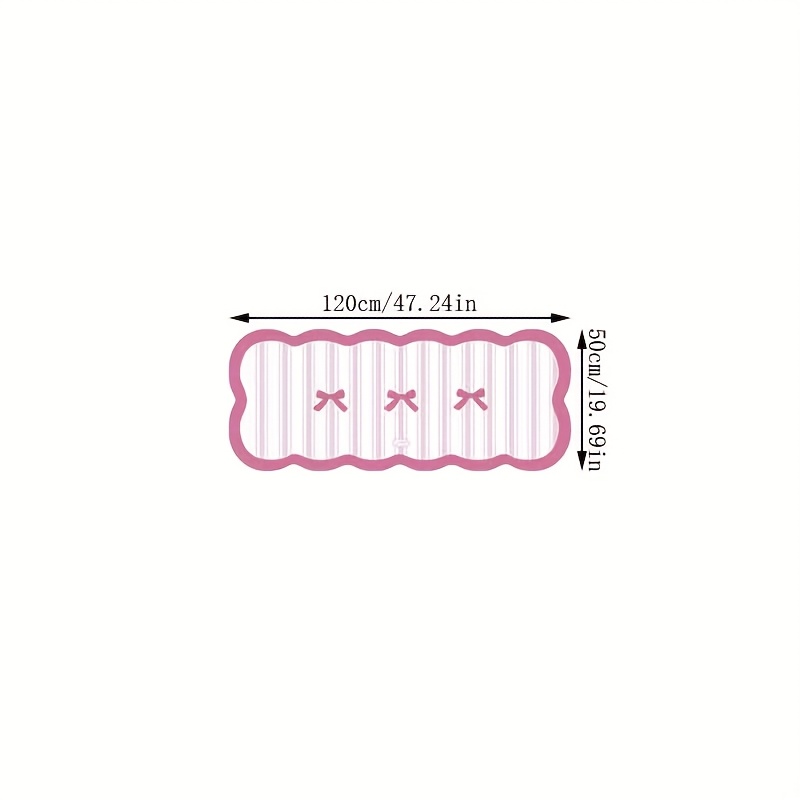 TEMU Imitation Cashmere 1000g/ã¡ Instagram-style Bow Striped Bedside Rug, 10mm Thick Plush Soft Carpet For Home Ambiance