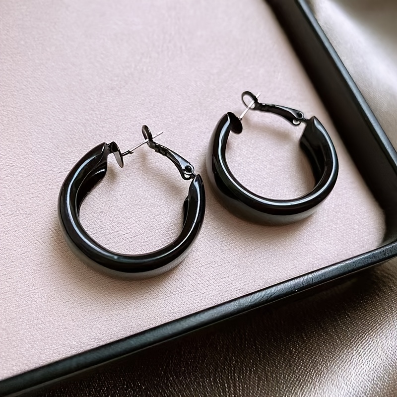 Vintage Red Hoop Earrings Large Circle for Autumn & Winter