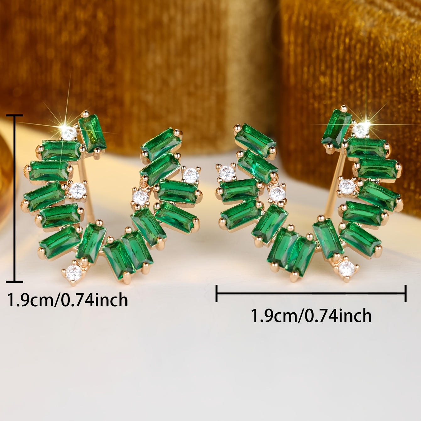 Women's Luxurious Green Rectangular Synthetic Earrings