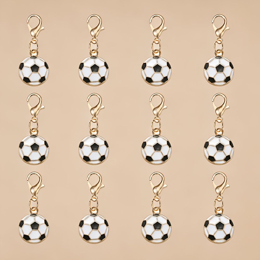 TEMU Lot de 12 porte-clés ballon de foot en émail, fermoir en métal doré, breloques de sport multicolores pour clés et sacs, accessoires mignons sur