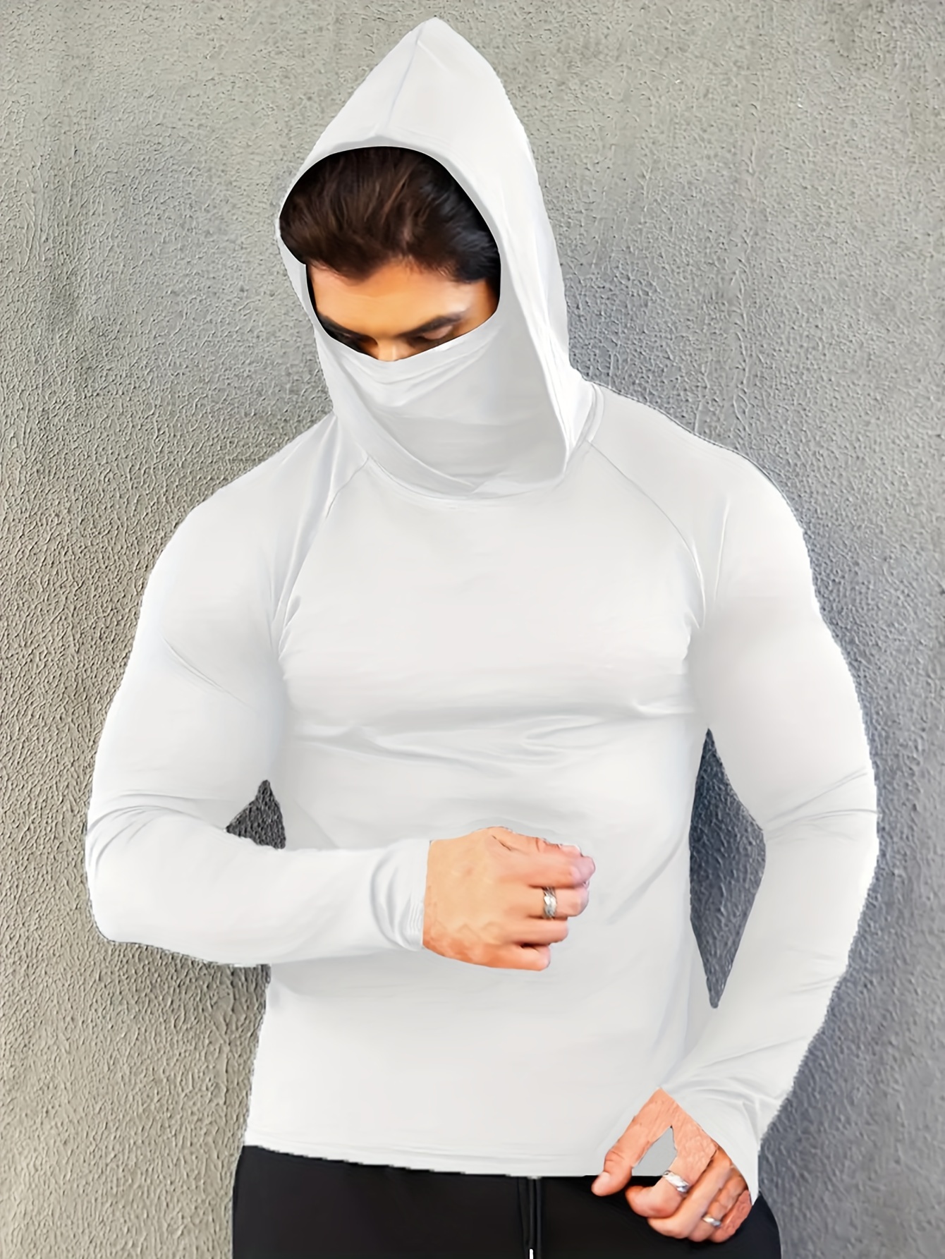 Mask Mens Hooded T Shirt *'S Hoodie With A Mask, Quick-Drying And