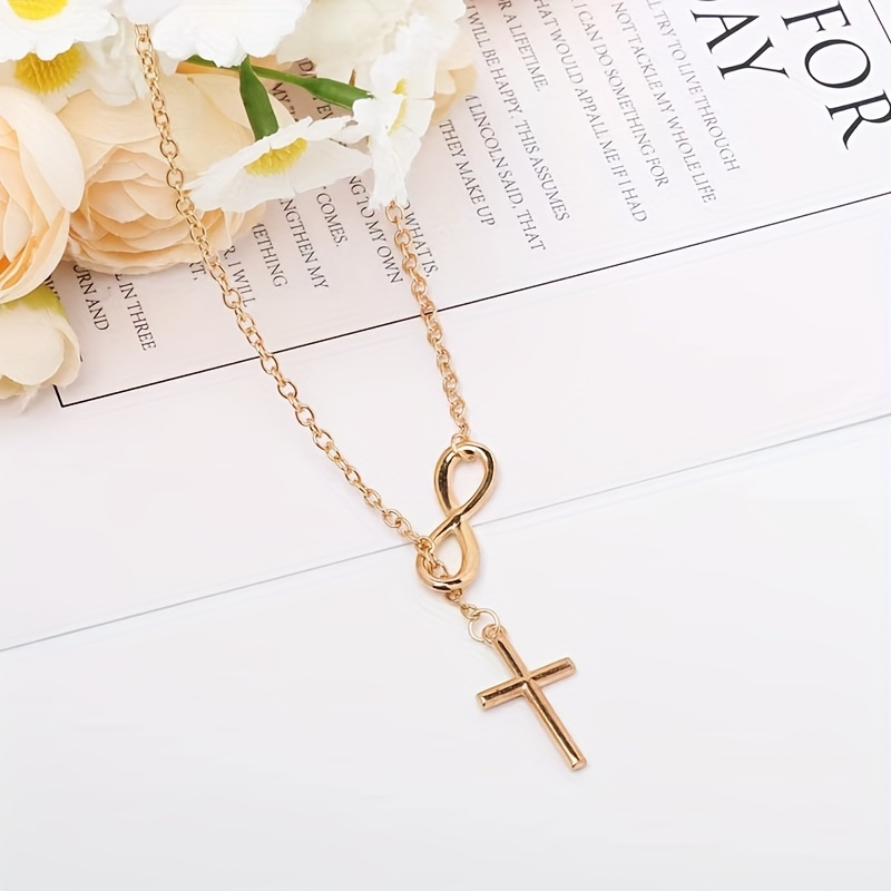 simple   8 cross short necklace jewelry