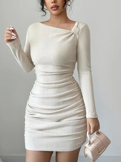 bodycon dress sri lanka Targeted Fashion Elegant Solid Texture Fabric Camisole Off-Shoulder Bodycon Dress